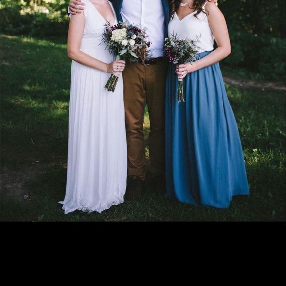 Revelry Bridesmaid Clara Chiffon Skirt - Dusty Blue - Picture 3 of 3